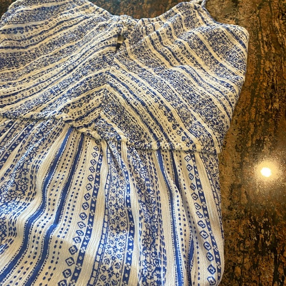 Large maxi blue white tribal beach festival japna dress adjustable straps - Picture 6 of 6